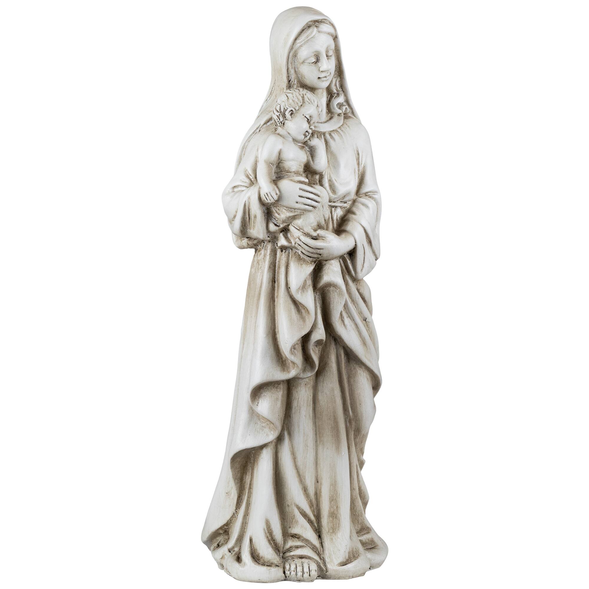 Standing Mary with Baby Jesus Statue - 14.5" - Beige